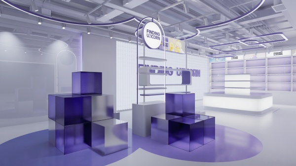 紫色企業展廳設計